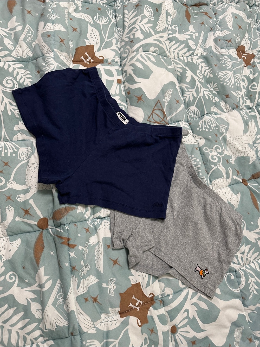 PINK Victoria's Secret Navy & Heather Gray Cotton Short Set